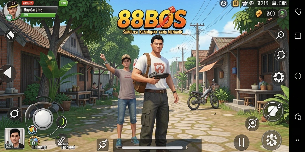 Screenshot gameplay <strong>88BOS</strong> menunjukkan aktivitas seru dalam simulasi kehidupan.