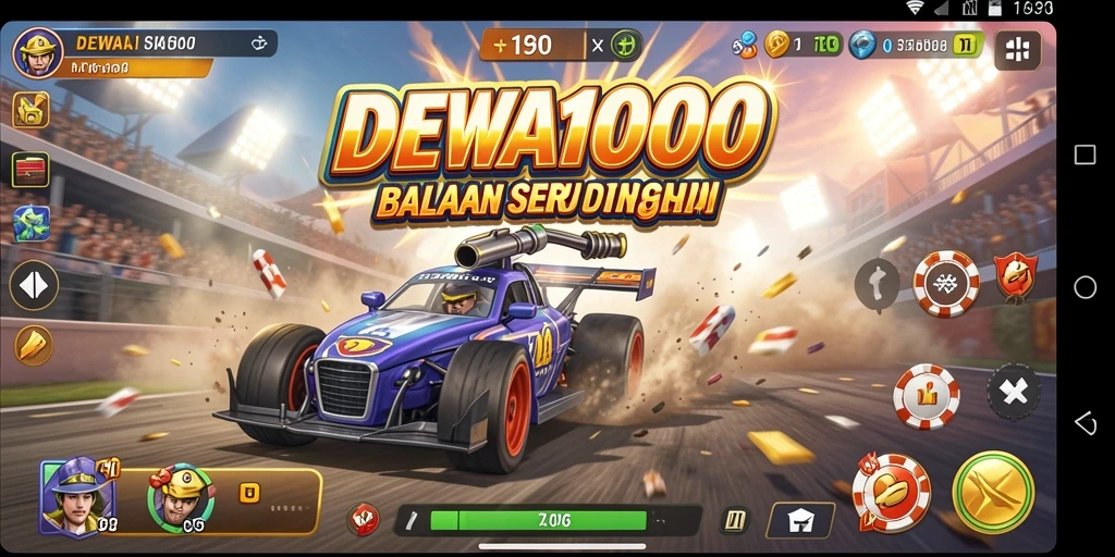 Tampilan gameplay seru saat melaju di trek balapan DEWA1000.