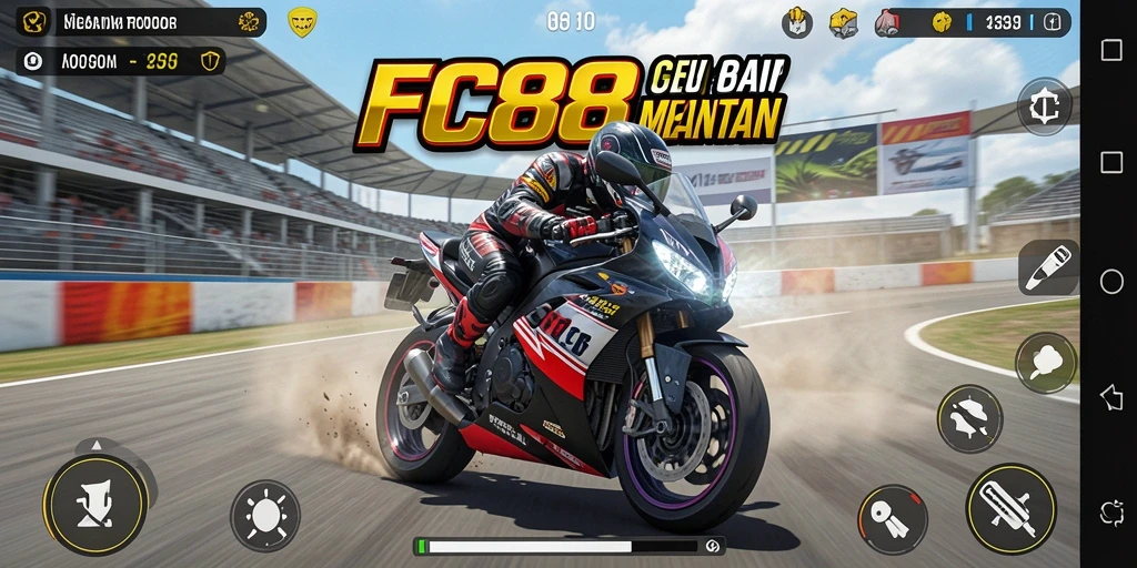 Tampilan gameplay FC888 yang seru di lintasan balap.