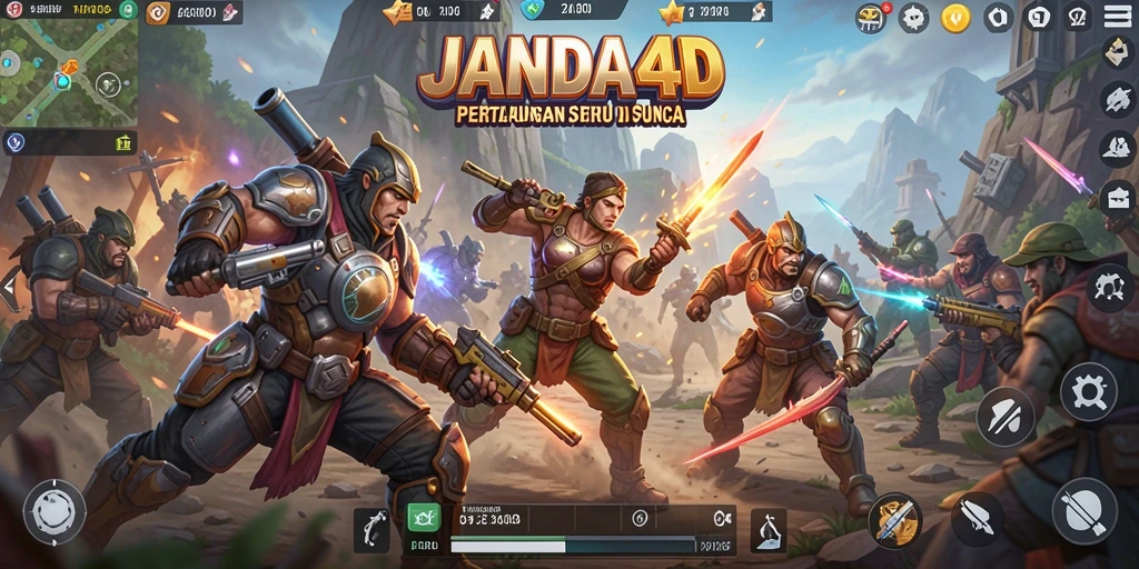 Tampilan gameplay seru dari JANDA4D dalam pertempuran Battle Royale.