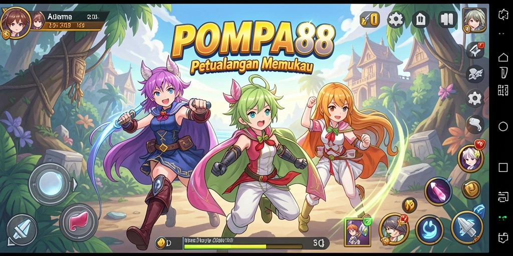 Screenshot POMPA88 menunjukkan aksi karakter Anime yang dinamis dan penuh warna.