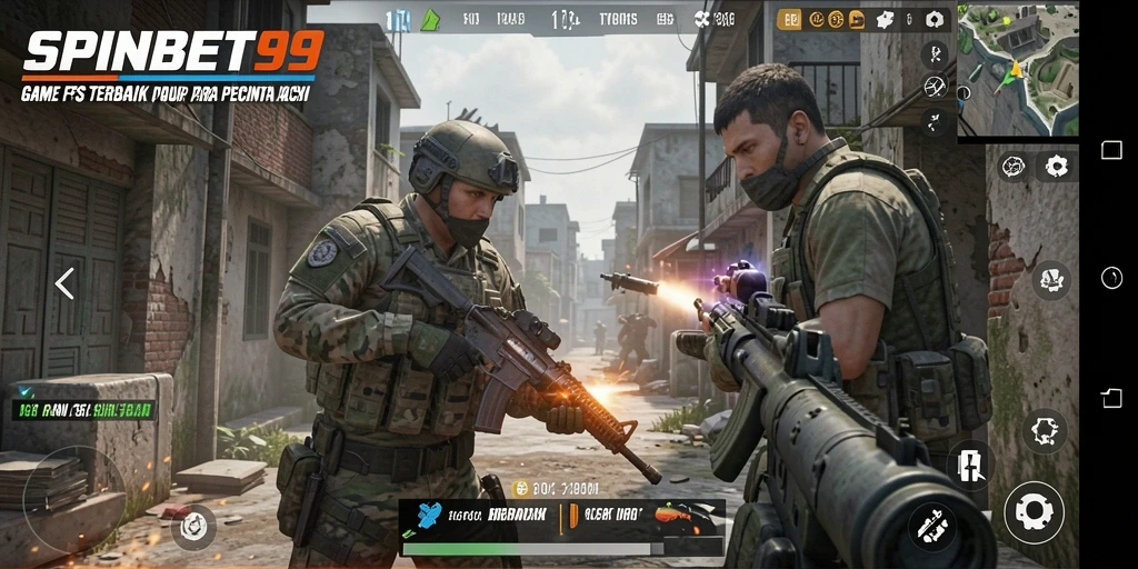 Tampilan seru gameplay SPINBET99 dengan aksi tembak-menembak yang intens.