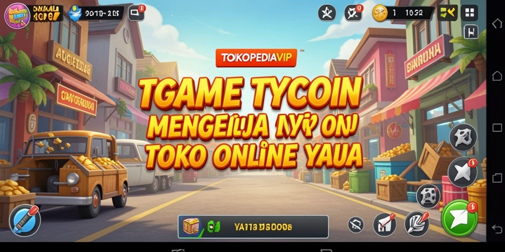 Screenshot gameplay TOKOPEDIAVIP menampilkan tindakan pengelolaan toko online yang dinamis.
