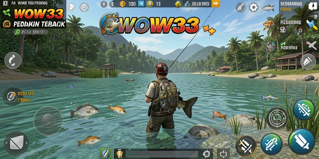 Tampilan gameplay WOW33 yang seru dan menantang dalam aktivitas memancing.